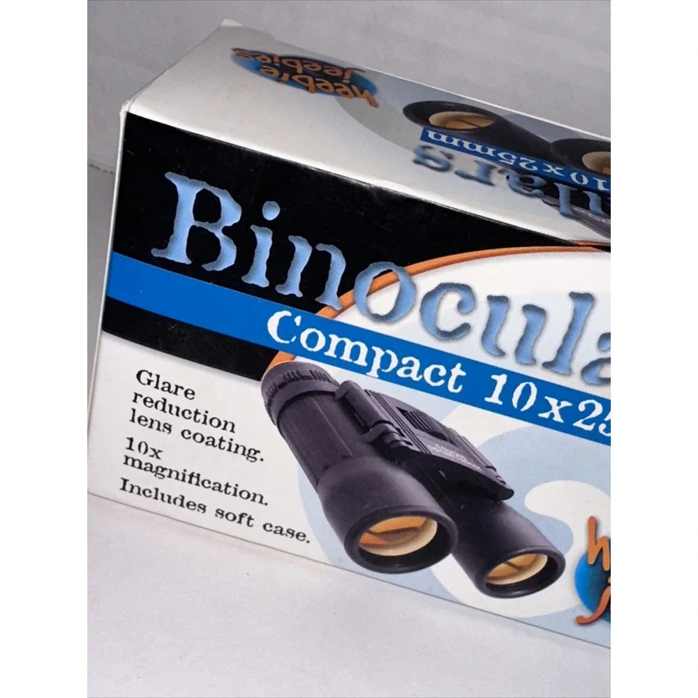 Heebie Jeebies Compact Binoculars 10x25mm Black Glare Reduction with Soft Case
